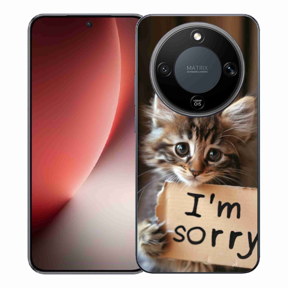 Zselés borítás mmCase a Honor Magic 8 Lite 5G számára - macska bocsánatkérése