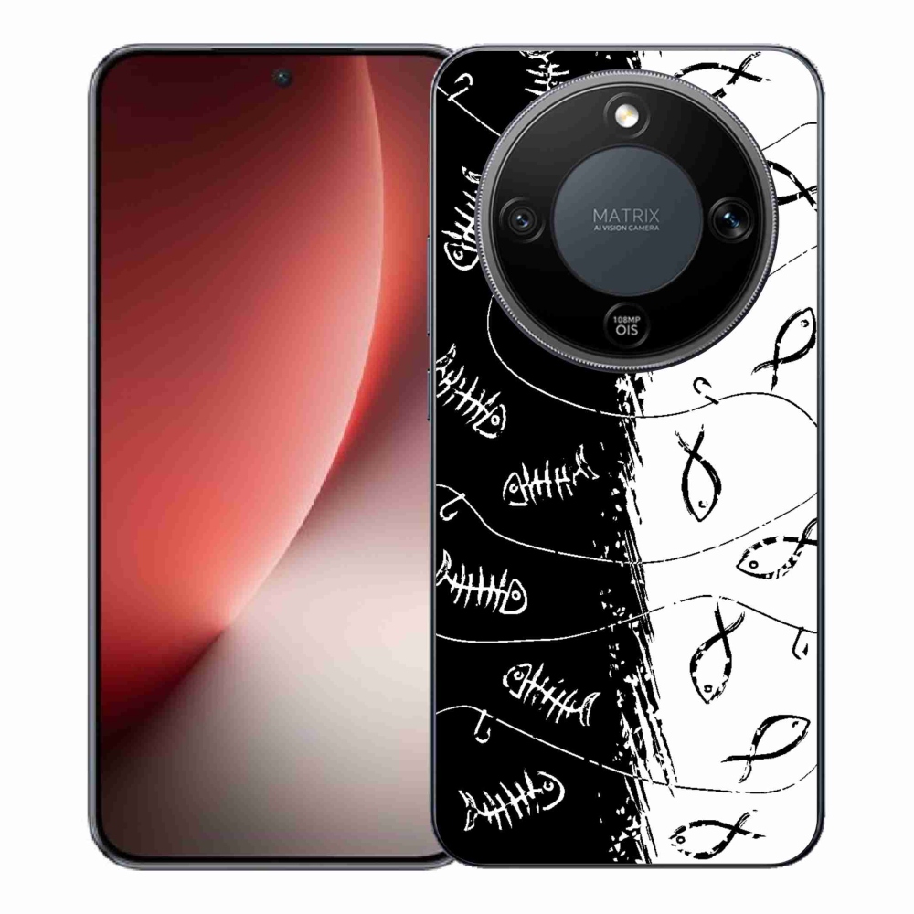 Gél borító mmCase a Honor Magic 8 Lite 5G számára - csontvázak és halak