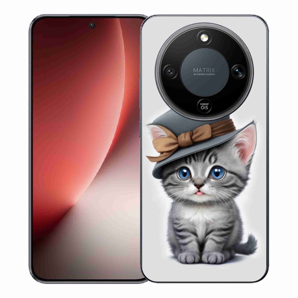 Gél borítás mmCase a Honor Magic 8 Lite 5G számára - cica sapkával