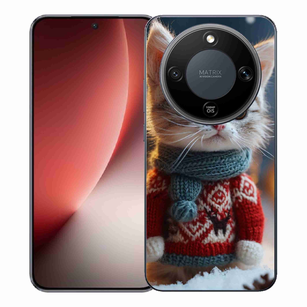 Gél borítás mmCase a Honor Magic 8 Lite 5G számára - cica pulóverben