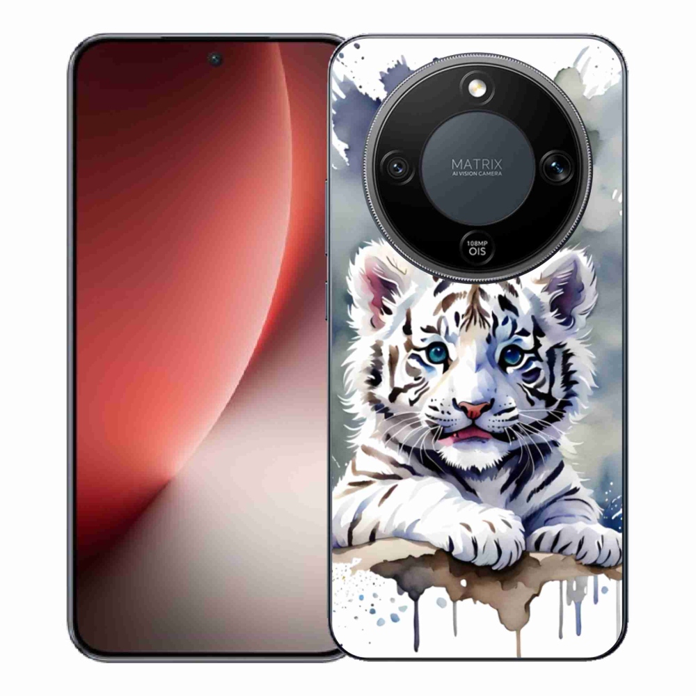 Gél borítás mmCase a Honor Magic 8 Lite 5G számára - fehér tigriskölyök