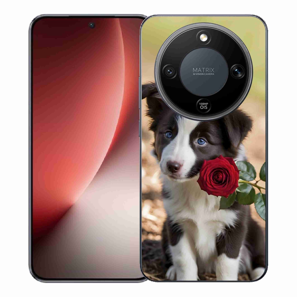 mmCase gél tok az Honor Magic 8 Lite 5G-hez – aranyos border collie rózsával