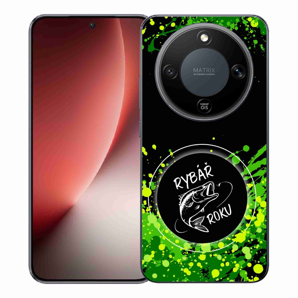 Zselés borító mmCase a Honor Magic 8 Lite 5G számára - az év horgásza fekete háttérrel