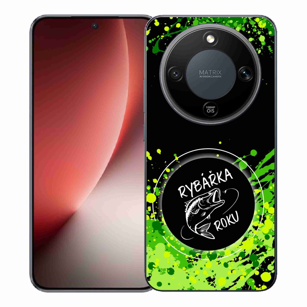 Zselés borító mmCase a Honor Magic 8 Lite 5G számára - az év horgásza fekete háttérrel