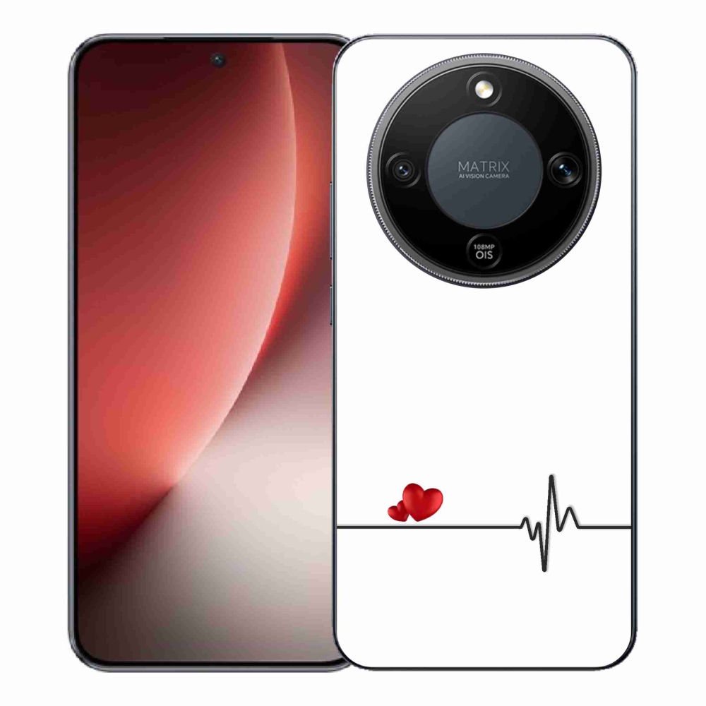 Gél borító mmCase a Honor Magic 8 Lite 5G készülékhez - szív és szívverés fehér háttérrel