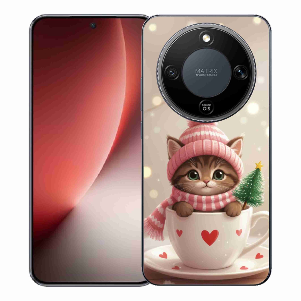 mmCase gél tok az Honor Magic 8 Lite 5G-hez – karácsonyi cica csészében