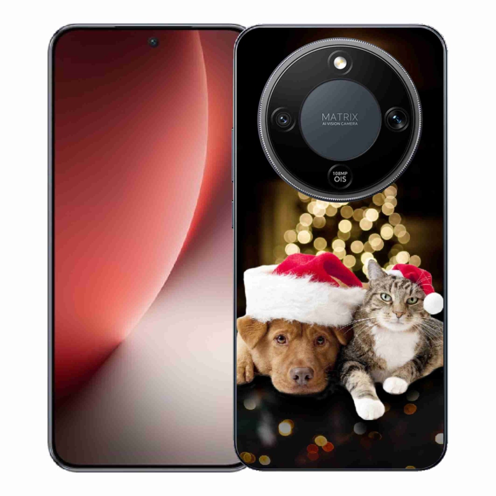 Gél borítás mmCase a Honor Magic 8 Lite 5G számára - Karácsonyi kutya és macska