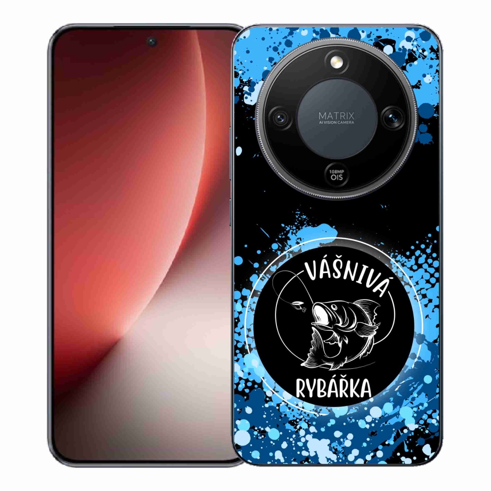 Gél borító mmCase a Honor Magic 8 Lite 5G számára - szenvedélyes halásznő fekete háttérrel