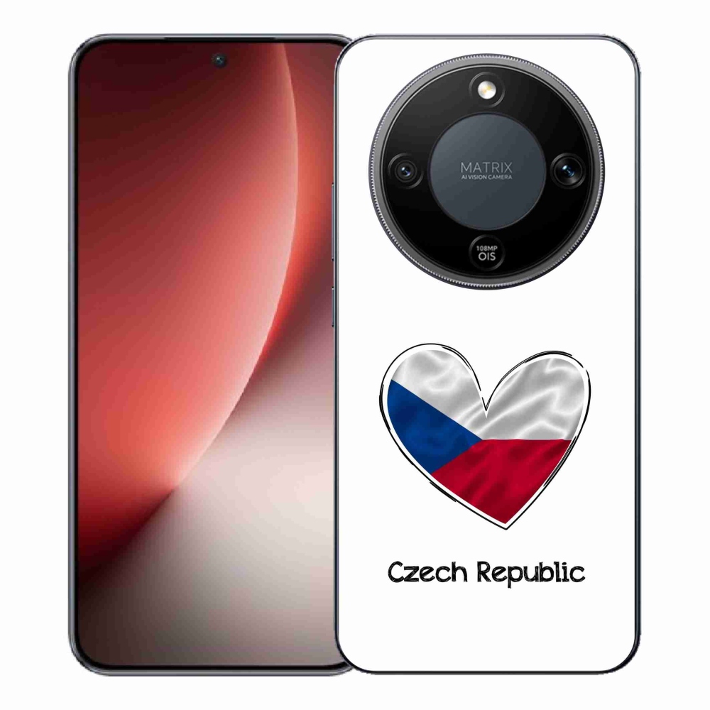 Gél borító mmCase a Honor Magic 8 Lite 5G készülékhez - szív zászló fehér háttérrel