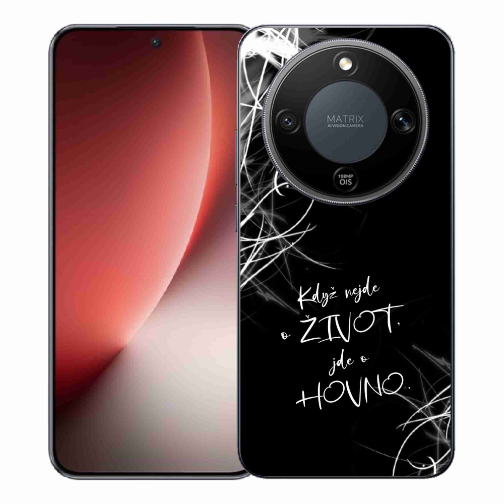 Gél borító mmCase a Honor Magic 8 Lite 5G készülékhez - vicces szöveg 16 fekete háttér