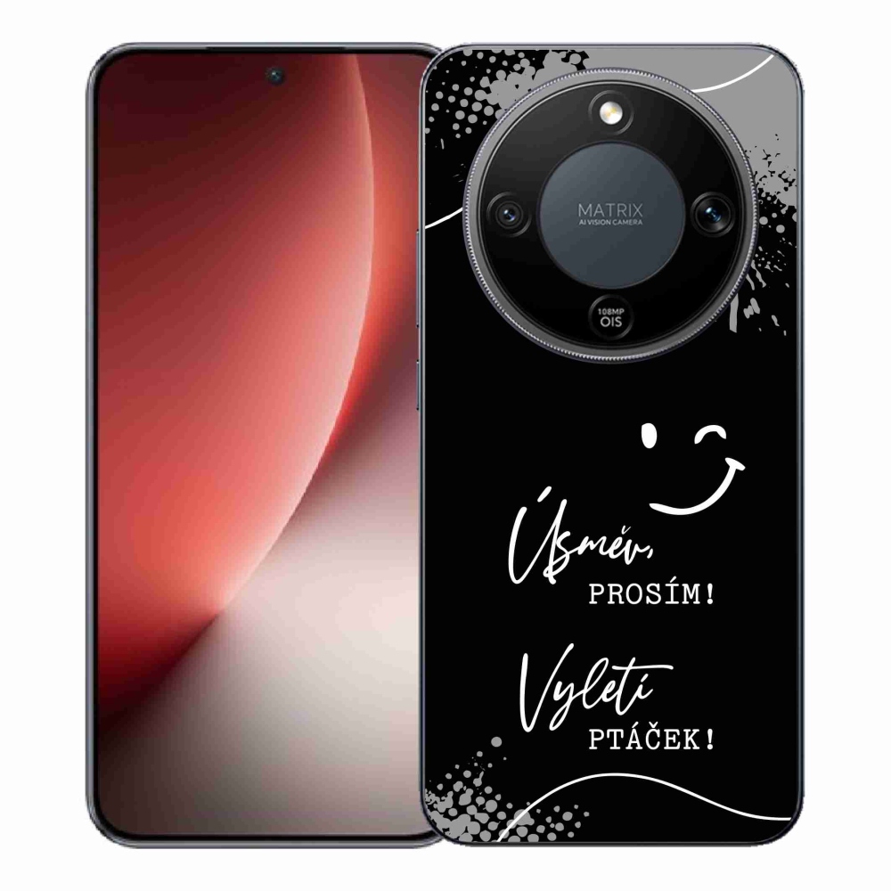 Gél borító mmCase a Honor Magic 8 Lite 5G számára - vicces szöveg 4 fekete háttérrel