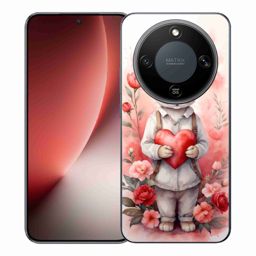 Gél borítás mmCase a Honor Magic 8 Lite 5G számára - nyúl szívvel