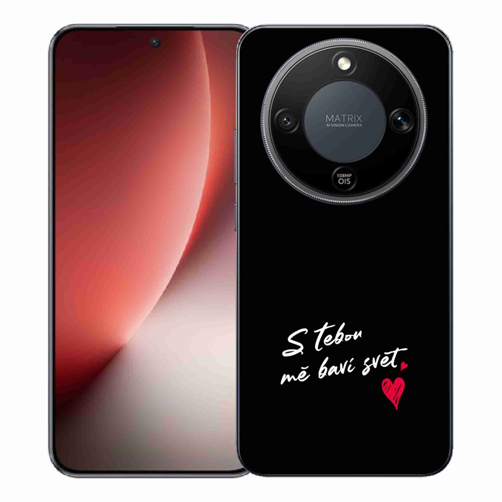 Gél borító mmCase a Honor Magic 8 Lite 5G készülékhez - szerelmes szöveg 1 fekete háttér