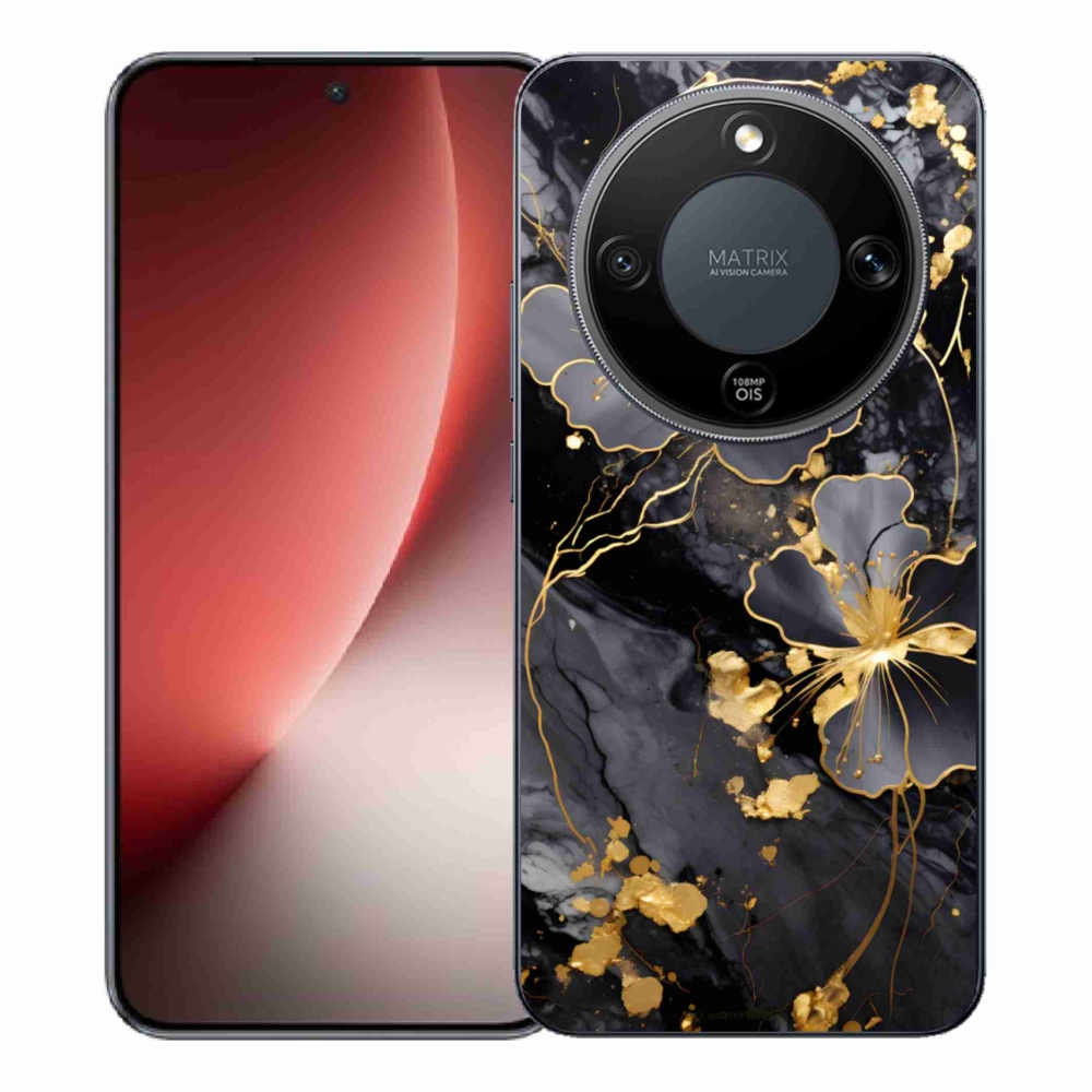 Zselés borítás mmCase a Honor Magic 8 Lite 5G számára - arany virágok