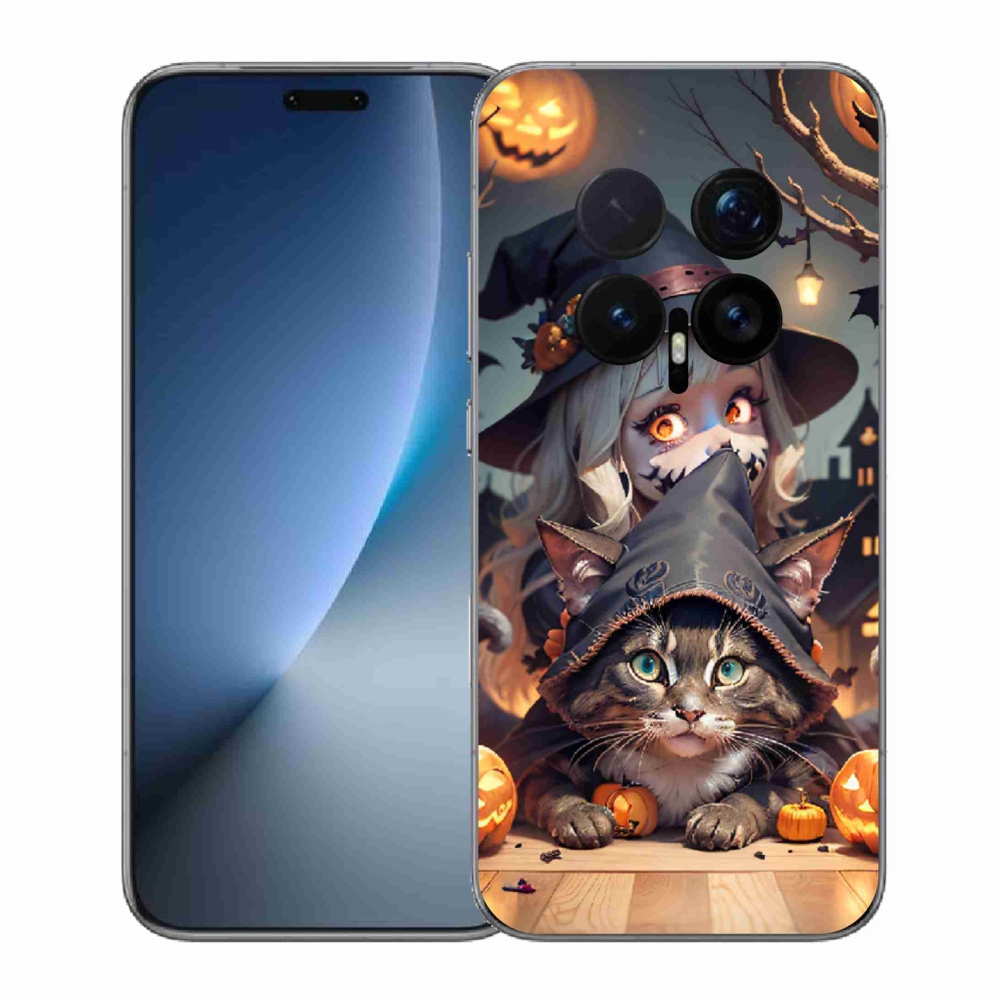 Zselés borítás mmCase a Honor Magic 8 Pro-hoz - boszorkány macskával