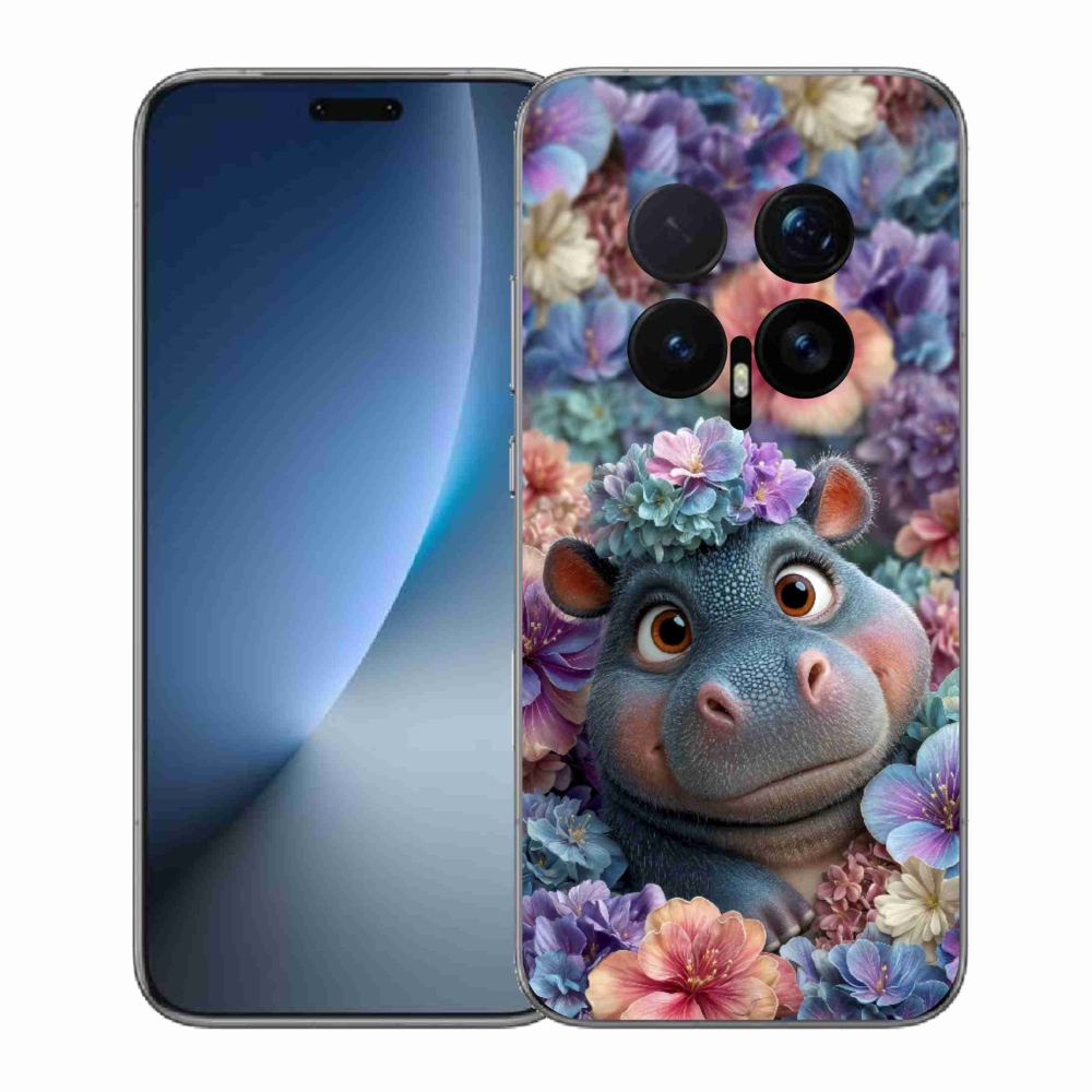 mmCase géltok az Honor Magic 8 Pro-hoz – virágokkal díszített víziló
