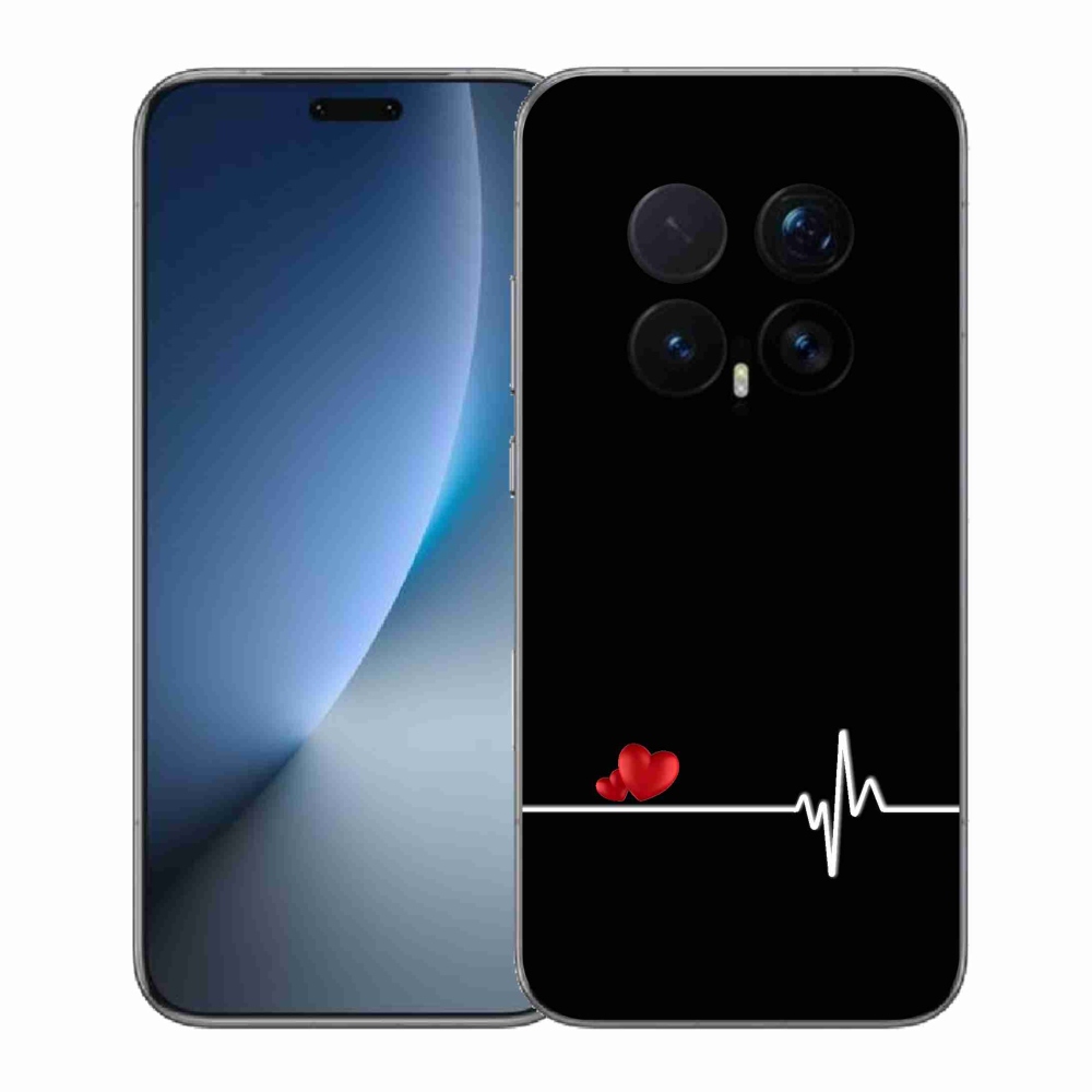 Gél borító mmCase a Honor Magic 8 Pro készülékre - szív és szívverés fekete háttérrel