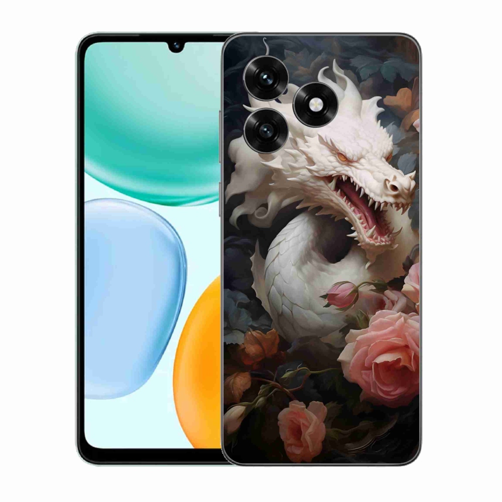 Zselés borítás mmCase a Honor X5c Plus számára - fehér sárkány