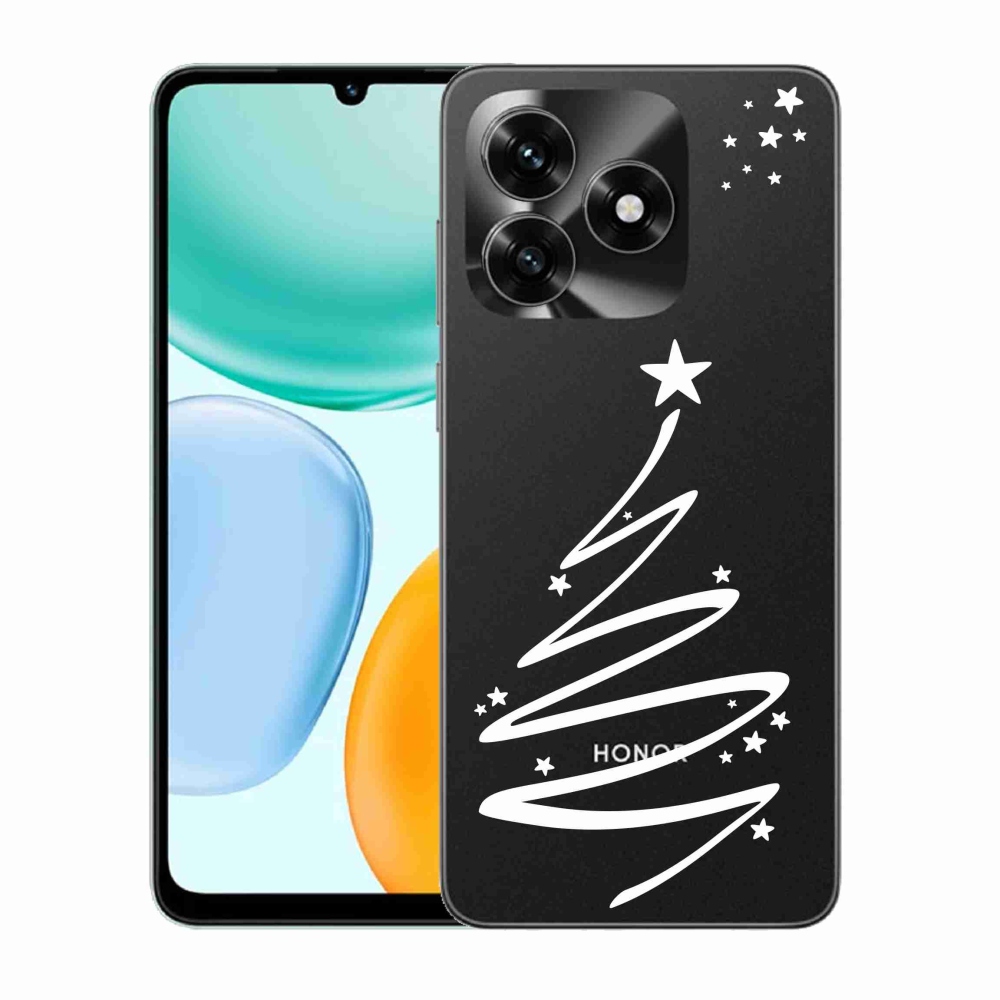 Gél borítás mmCase a Honor X5c Plus számára - fehér fa átlátszó háttéren