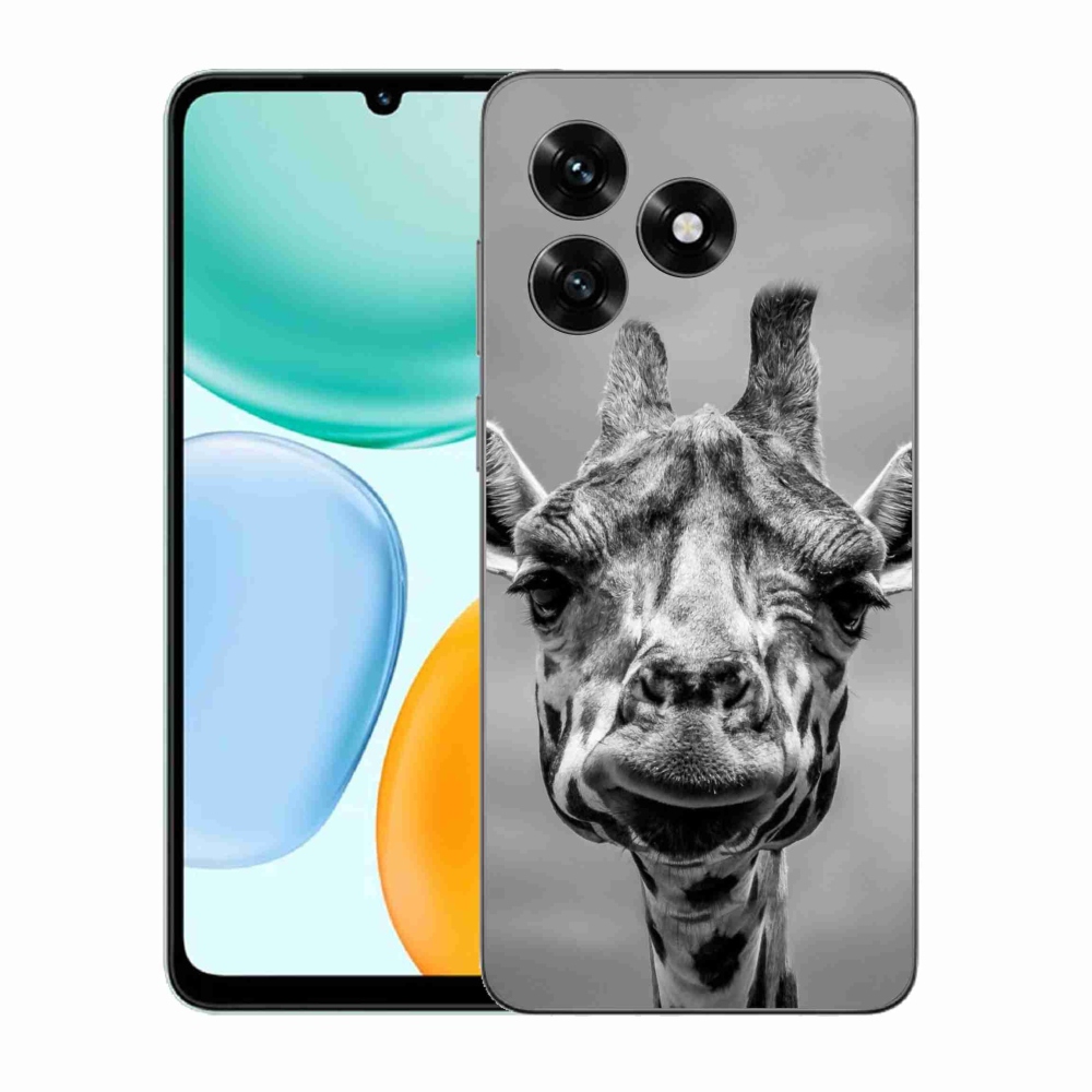 Zselés borítás mmCase a Honor X5c Plus számára - fekete-fehér zsiráf