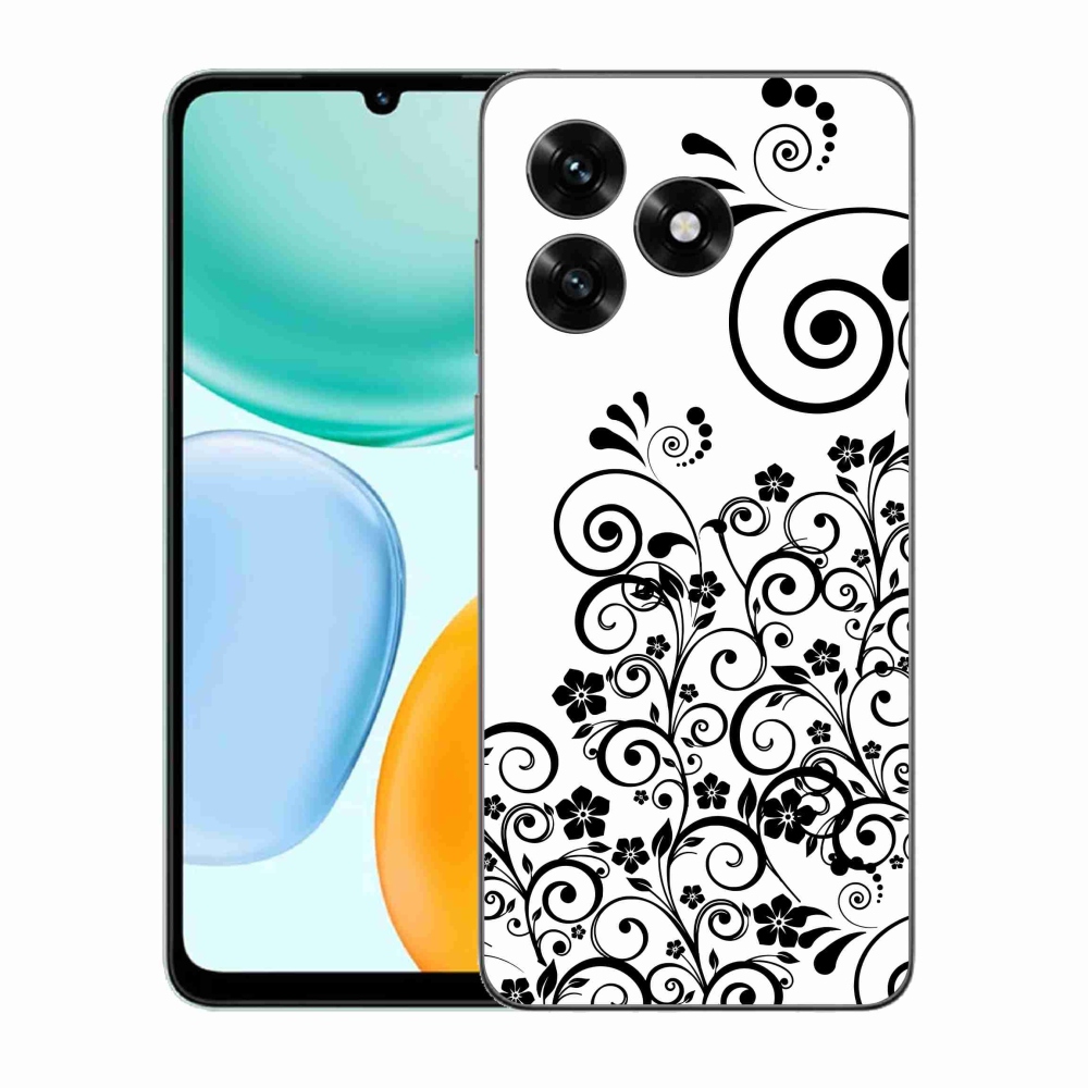 Zselés borítás mmCase a Honor X5c Plus számára - fekete és fehér virágmintás