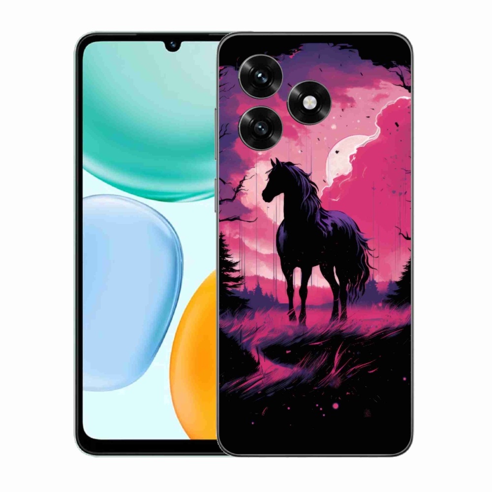 Zselés borítás mmCase a Honor X5c Plus-hoz - fekete rajzfilm ló 1