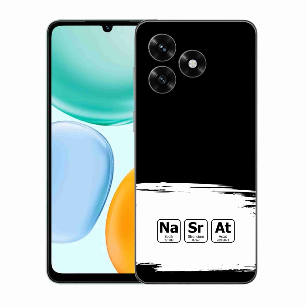 Gél borítás mmCase a Honor X5c Plus számára - kémiai elemek fehér és fekete háttérrel
