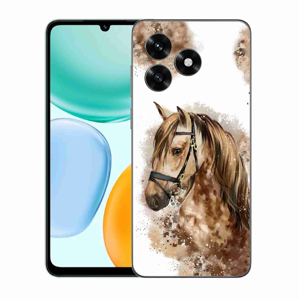 Gél borítás mmCase a Honor X5c Plus számára - barna rajzfilm ló