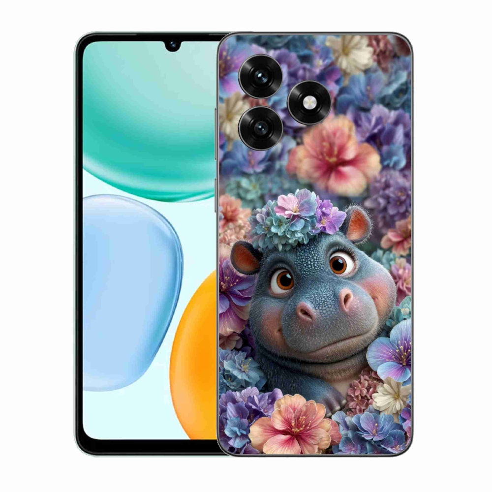 mmCase géltok az Honor X5c Plus-hoz – virágokkal díszített kis víziló