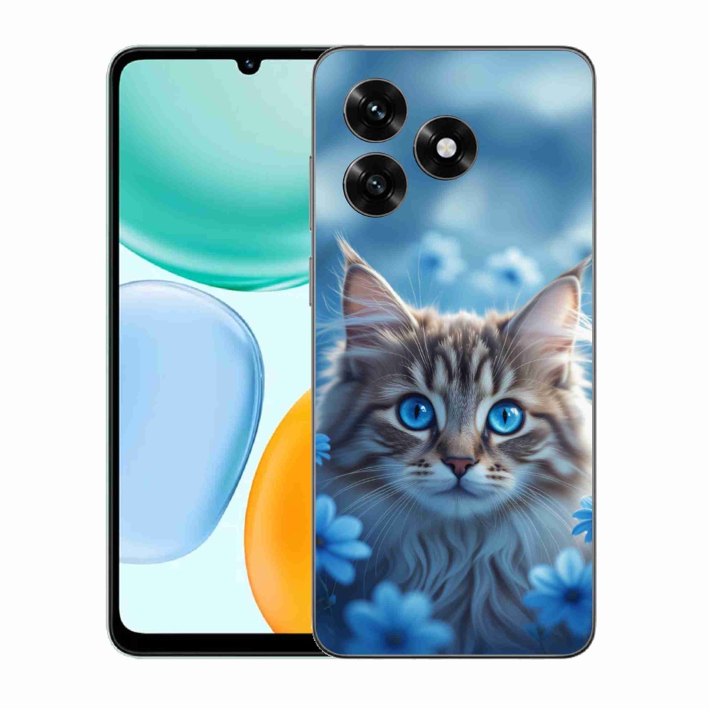 mmCase gél tok az Honor X5c Plus-hoz – kiscica kék virágokkal