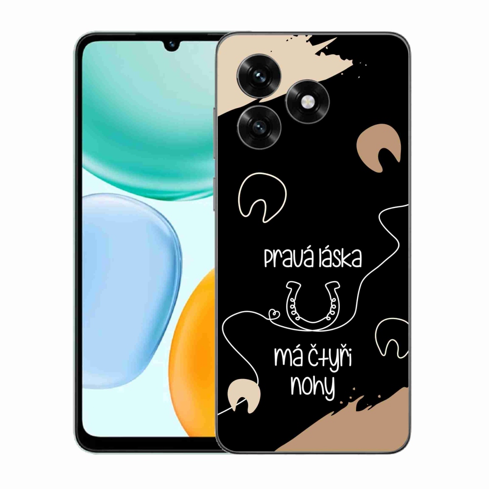 Gél borítás mmCase a Honor X5c Plus készülékhez - ló motívum fekete háttérrel