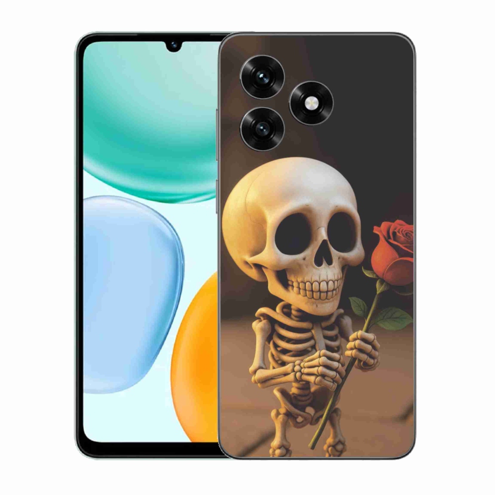 Gél borítás mmCase a Honor X5c Plus számára - csontváz rózsával