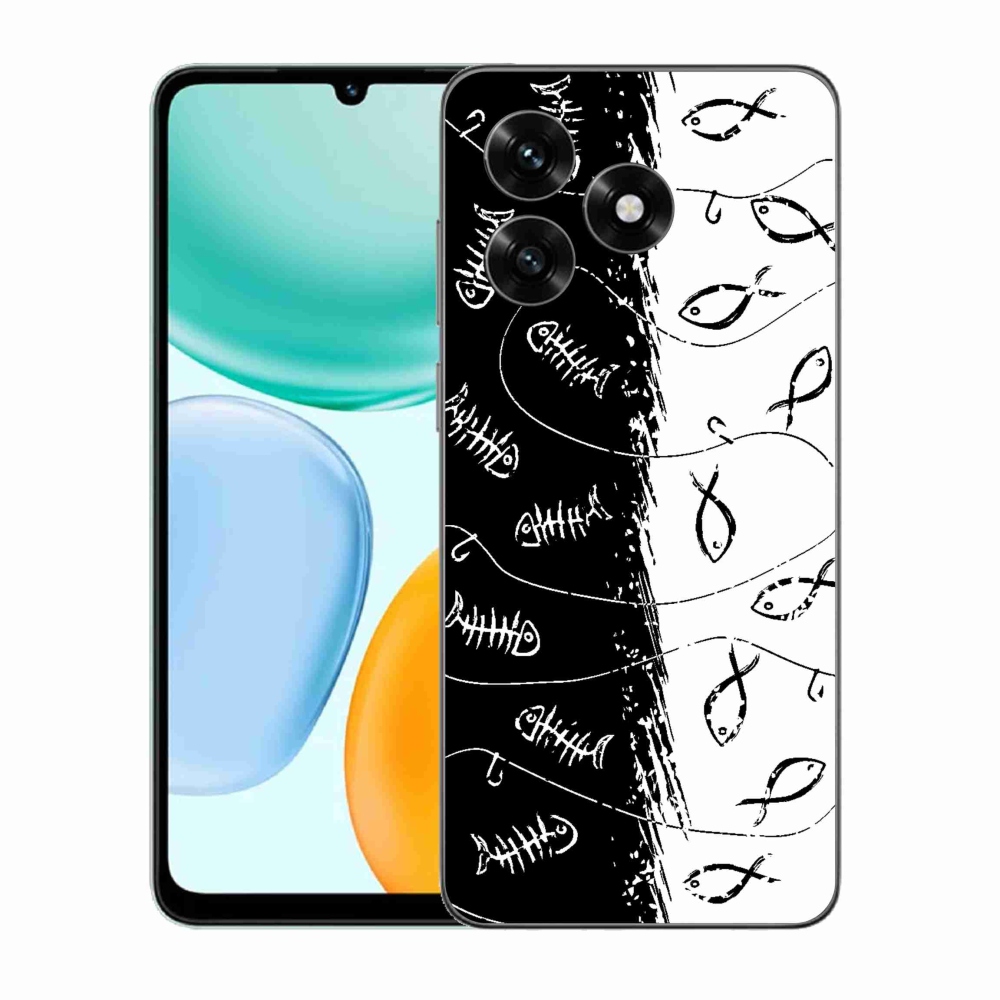 Zselés borítás mmCase a Honor X5c Plus számára - csontvázak és halak