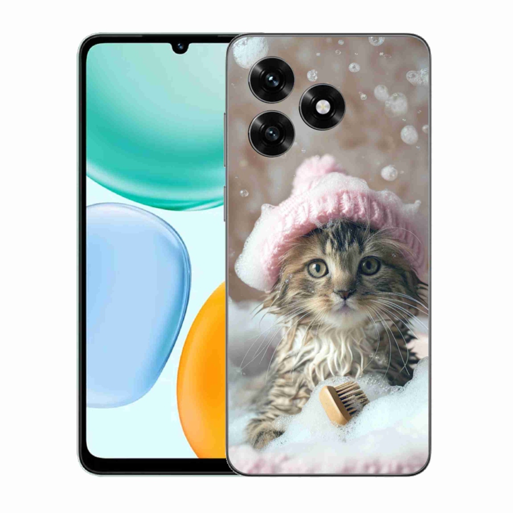 Zselés borítás mmCase a Honor X5c Plus számára - cica és fürdés