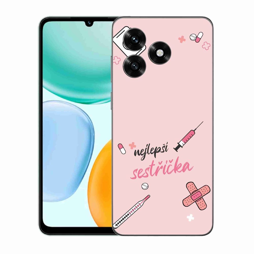 Gél borító mmCase a Honor X5c Plus-on - a legjobb kishúg rózsaszín háttérrel