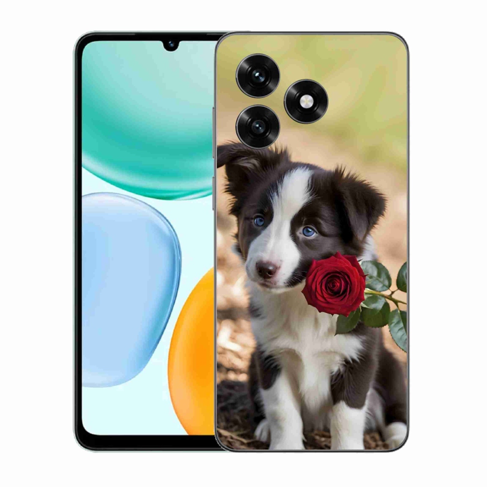 mmCase gél tok az Honor X5c Plus-hoz – aranyos border collie rózsával