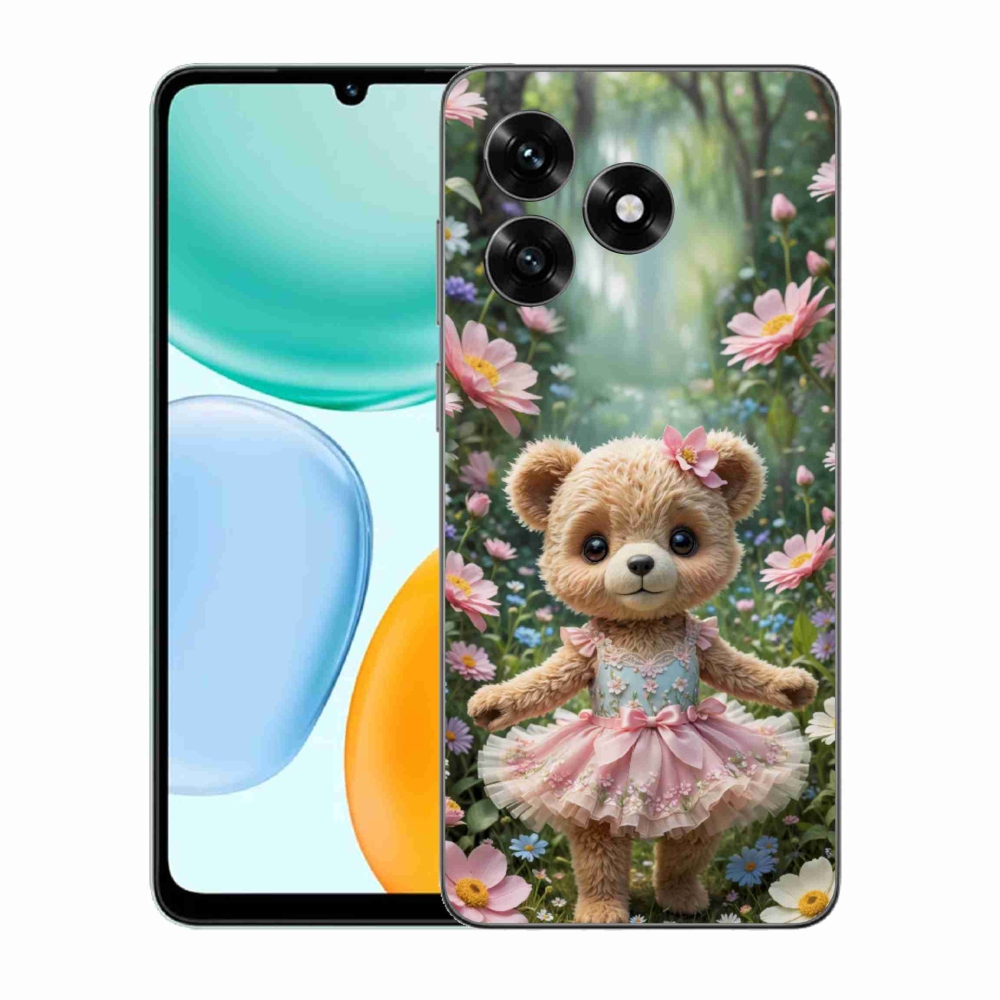 mmCase gél tok az Honor X5c Plus-hoz – aranyos mackó virágok között