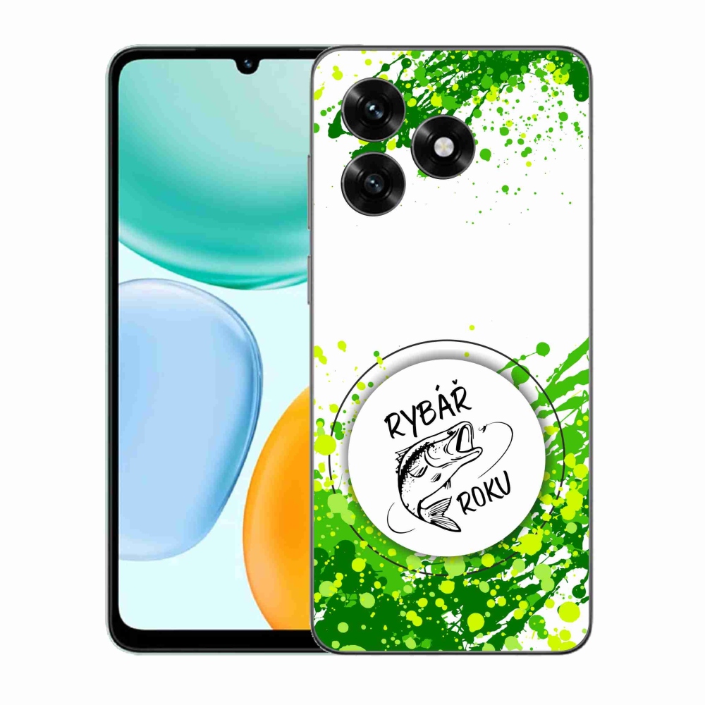 Zselés borítás mmCase a Honor X5c Plus számára - az év horgásza fehér háttérrel