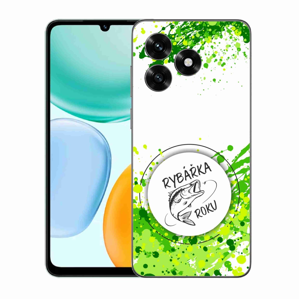 Zselés borítás mmCase a Honor X5c Plus számára - az év horgásza fehér háttérrel