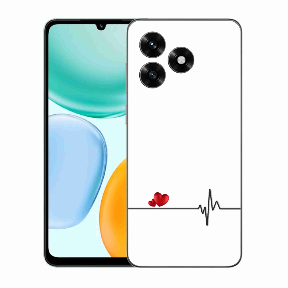 Gél borító mmCase a Honor X5c Plus számára - szív és szívverés fehér háttérrel