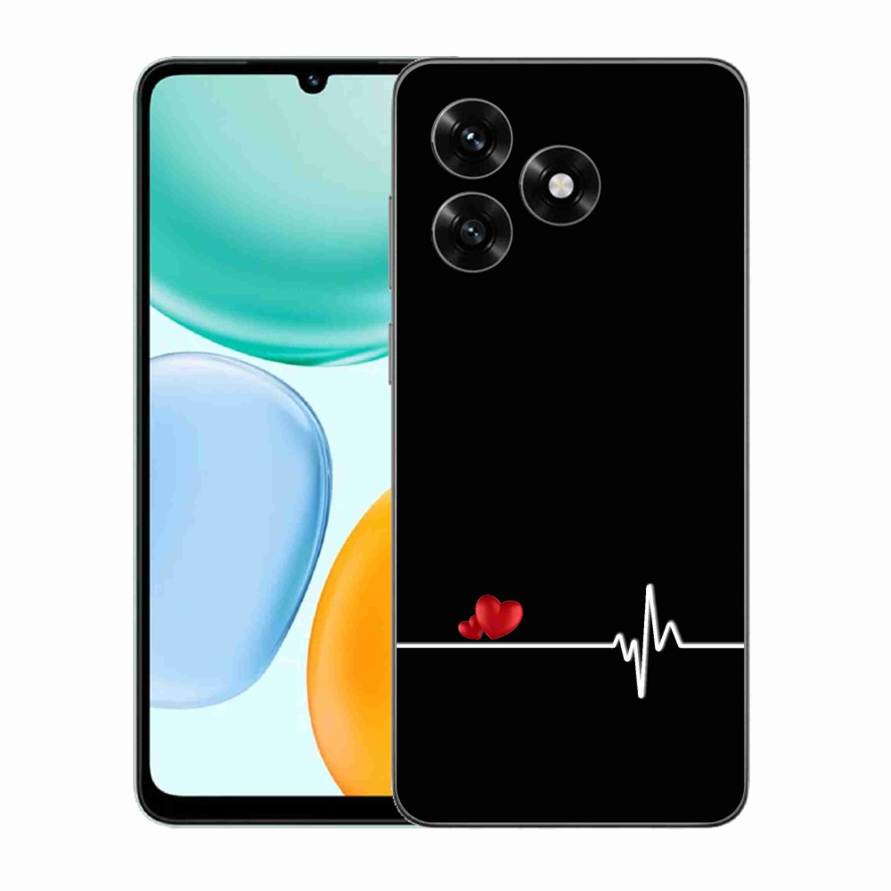 Gél borító mmCase a Honor X5c Plus számára - szív és szívverés fekete háttérrel