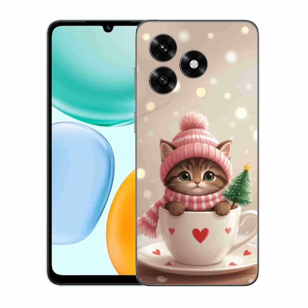 mmCase gél tok az Honor X5c Plus-hoz – karácsonyi cica csészében