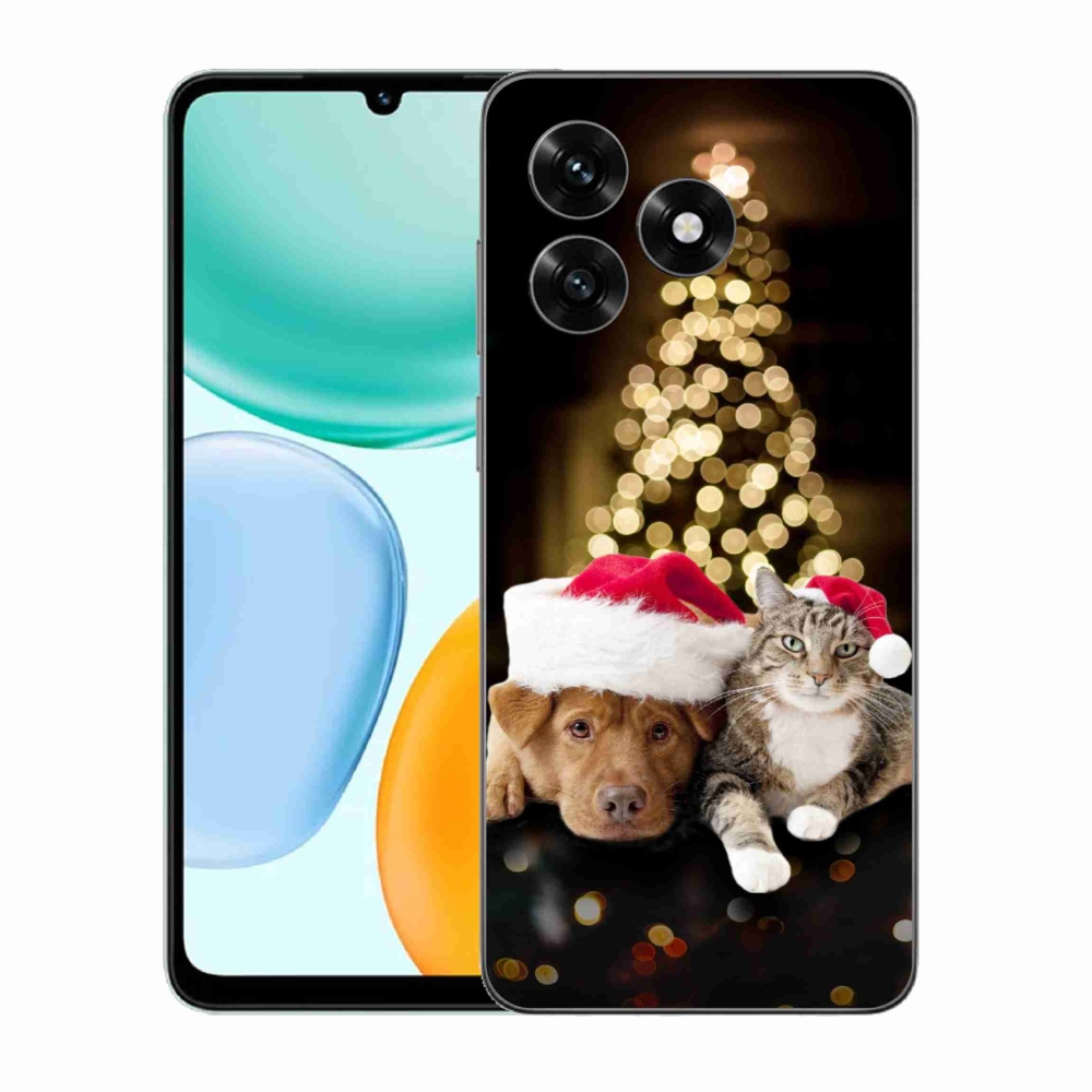 Gél borítás mmCase a Honor X5c Plus számára - Karácsonyi kutya és macska