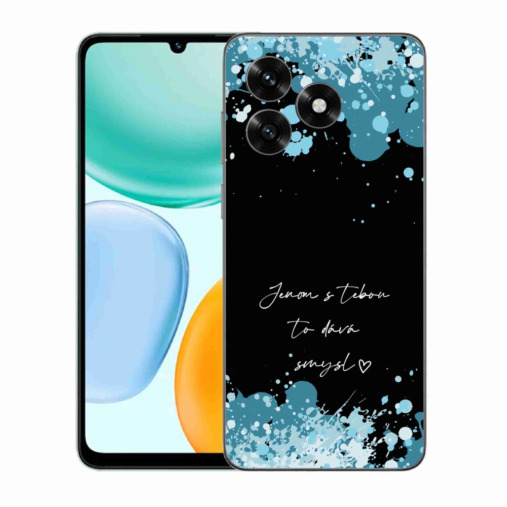 Gél borító mmCase a Honor X5c Plus számára - szerelmes szöveg fekete háttérrel