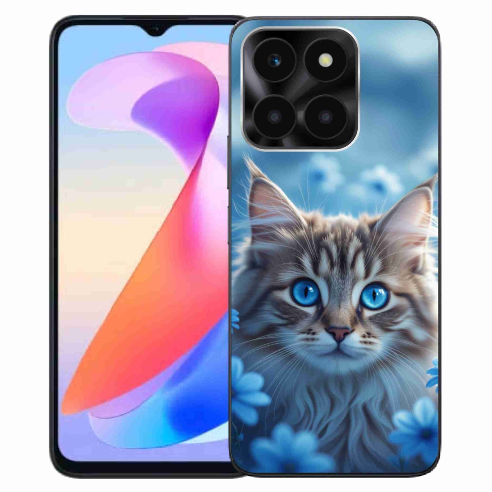 mmCase gél tok az Honor X6a-hoz – kiscica kék virágokkal