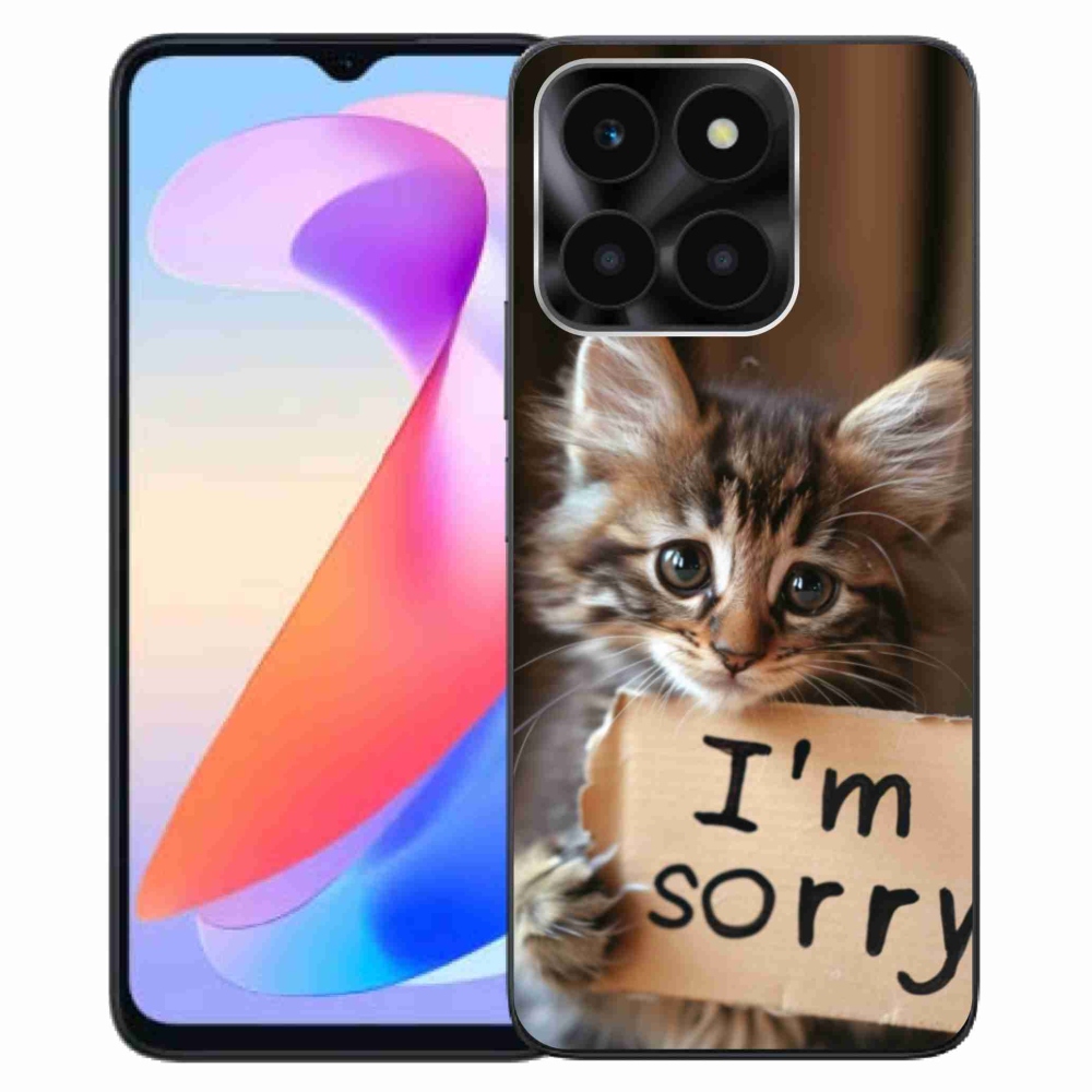 Zselés borítás mmCase a Honor X6a számára - macska bocsánatkérése