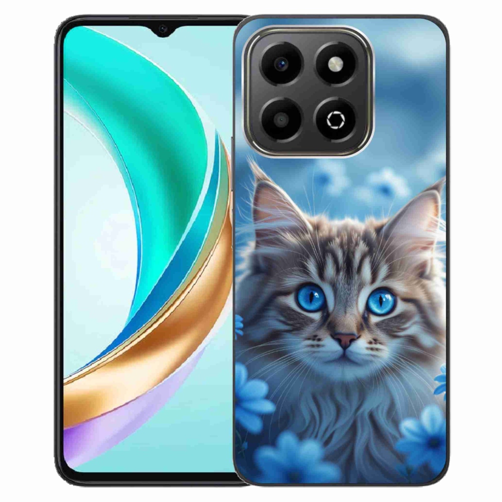 mmCase gél tok az Honor X6b-hez – kiscica kék virágokkal