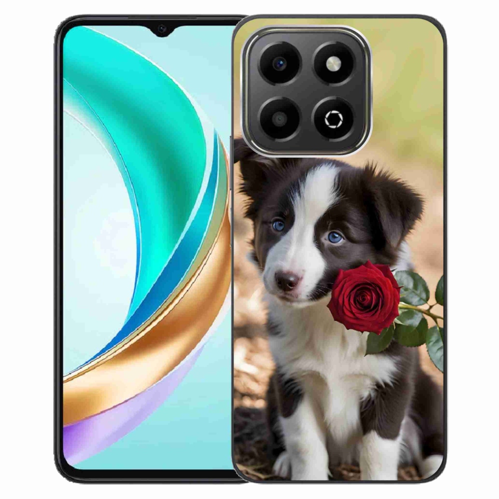 mmCase gél tok az Honor X6b-hez – aranyos border collie rózsával