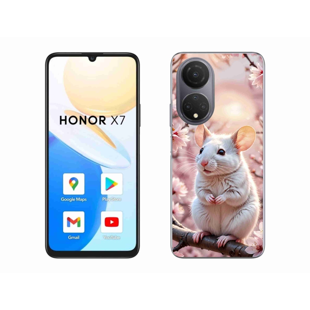 Zselés borítás mmCase a Honor X7-hez - fehér egér az ágon
