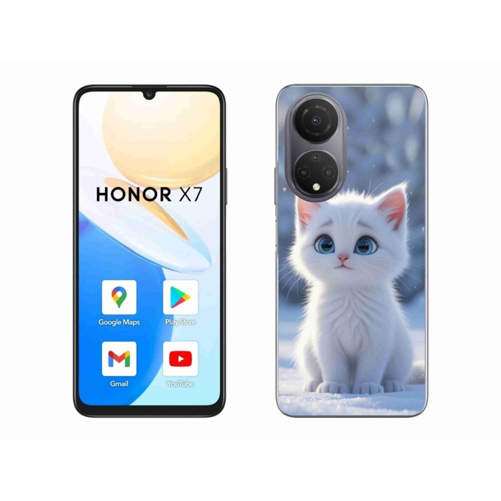 Gél borítás mmCase a Honor X7-hez - fehér cica 3